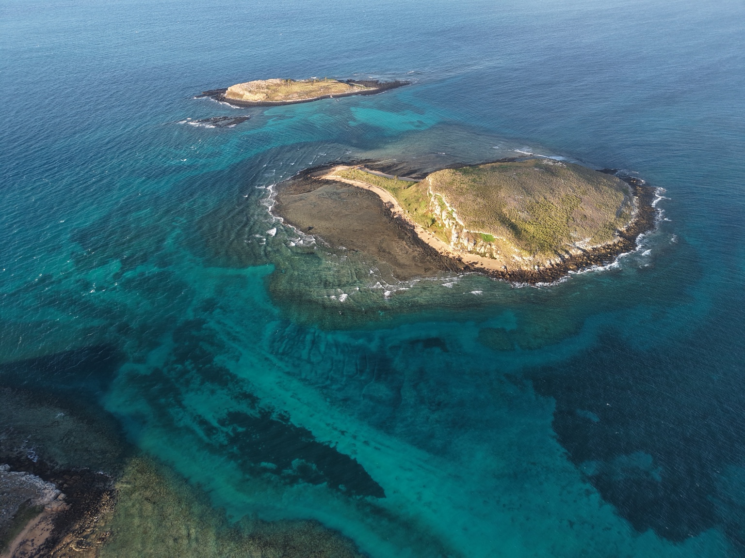 Vista aérea das ilhas de Abrolhos